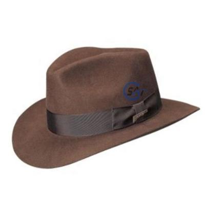 China Indiana Jones striped 100% wool felt cowboy hat for sale