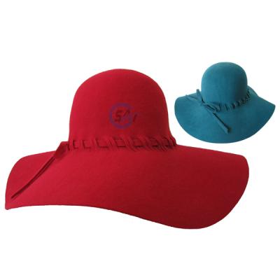 China COMMON 100% wool felt floppy hats for women in red or green with felt trim detail for sale