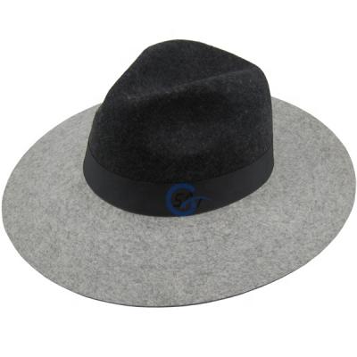 China Checked Wool Felt Gray Blend Two Tone Fedora Hat for sale