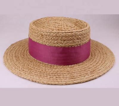 China 100% checked raffia straw porkpie hat for sale