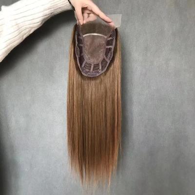 China Mono Color Remy Hair Quality Factory Vendor Russian Straight Natural Lace Topper 8*8 Size Customize Wholesale Price Brown Color and Style for sale