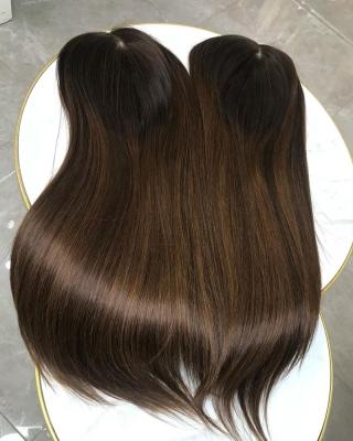 China Silk Cuticle Topper Alighed Wholesale Factory Dark Color Soft Vietnamese Straight Remy Hair One Donor Double Drawn Wave Hairpiece Silk Price for sale