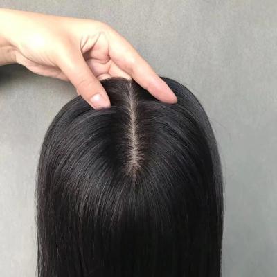 China Straight 13x15cm Wig Virgin Silk Low Top Clip In Hair Toppers For Women's Hair Thinning Natural Color Hair Topper for sale