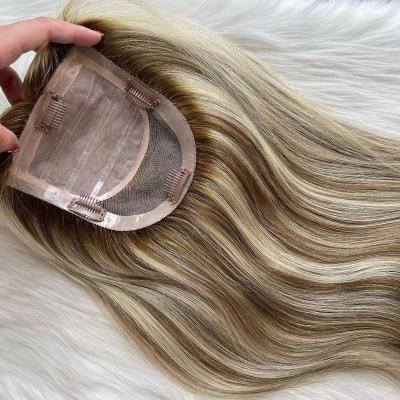 China Virgin Straight Wig Front 12A Topper Silk Base In The Lace Base Clip In Hair Topper For Hair Women Thinning Hair Toppee for sale