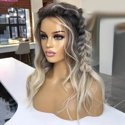 China European Grade 14A Body Wave Virgin Braided Body Wave Hair Cuticle Aligned Full Double Ash Brown Blonde Color Pulled Hair Lace Wigs HD for sale