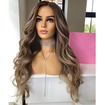 China 150% Density 13*6 Deep Part Sheer Lace Front Wig Ombre Ash Blonde Color Loose Wave Body Wave Fashion Wigs Supplier for sale