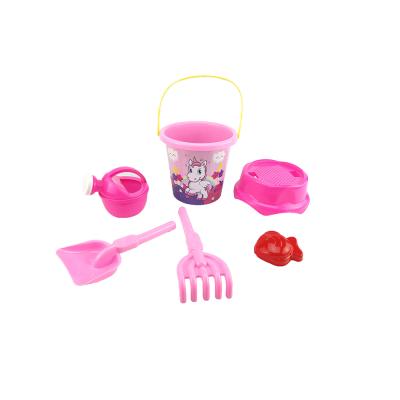 China 5PCS Safety Summer Series Children's Beach Toy Beach Set Mesh Bag Bucket Tool Kit for sale