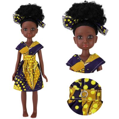 China 13 Inch Changeable Vinyl Black Ball Bearing Doll Wholesale Dressing Girl Doll African American Bjd Doll For Children for sale