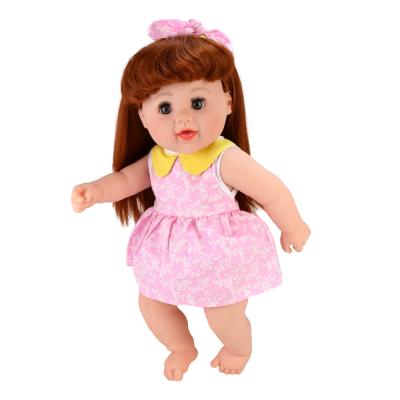 China New Vinyl 18 Inch Pink Girl Doll Girl's New Vinyl Animated Cute Realistic Play House Doll DIY TOY Can Be Dressed In A Bath for sale