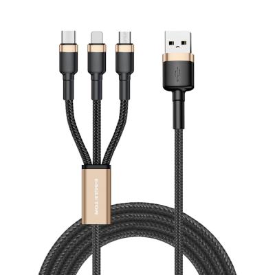 China Mobile Phone for iPhone Charger Cable 5V 2.1A Android Nylon Braided Cable 3 in 1 USB Cable for sale