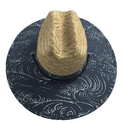 China Custom Character Wide Brim Sun Visor Fisherman Straw Fedora Flat Brimmed Hats For Men And Women for sale