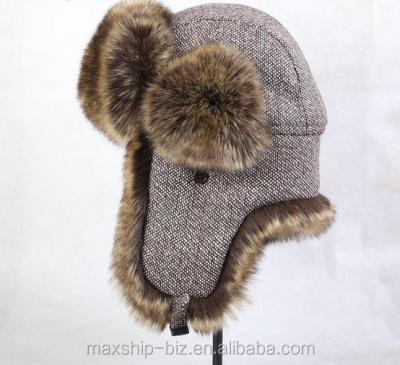 China COMMON Russian wool fur fabric winter warm ushanka hat / lumberjack hat / Eskimo hat for sale