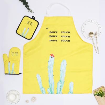 China Custom design color sublimation printing logo custom sublimation printing digital kitchen cooking potholder gloves apron set for sale