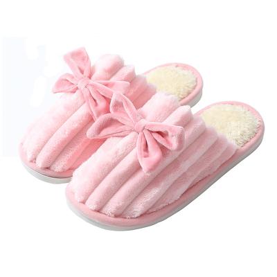 China Simple Life Home Anti-Slip Slippers With Bow Design Pink Lady Slippers for sale