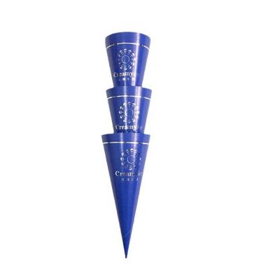 China Disposable Custom ice cream paper cone cup ice cream rolled icecream paper sleeve with silver printed for sale