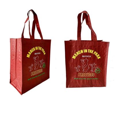 China Handled Bopp Laminated pp Woven tote bag Custom Printed Woven Polypropylene Reusable Shopping Bags for sale