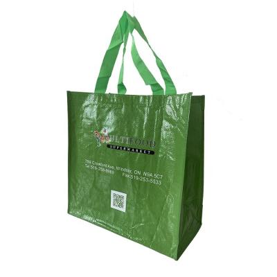 China Handled Customised Promotional Recyclable Polypropylene PP Laminated Tote Shopping Carry Woven Fabric Bag for sale