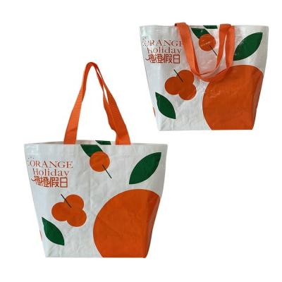 China Recyclable Orange Fruit Packaging PP Woven Bag with Gross lamination for sale