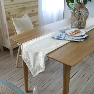 China Europe Bohemian wholesale cheap nice hot sale elegant beige embroidery table runner for hotel bed runner bed flag for sale