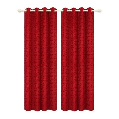 China Flame Retardant High Quality Polyester Red Cortina Jacquard Curtain Panel from Panama USA Europe for sale