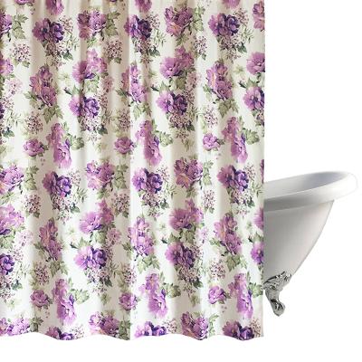 China Viable Supplier American Amazon Style Polyester Flower Shower Bathroom Modern Canvas Curtain for sale