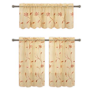 China Fire Retardant Light Yellow Embroidered Sheer Curtain On Hot Sale Modern Kitchen USA for sale