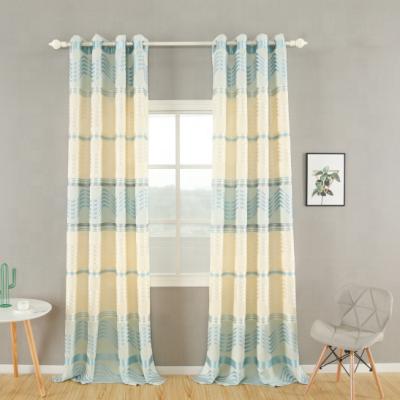 China Hot Sale Ready High Quality Blackout Stripe Grommet Jacquard Curtain For Living Room for sale