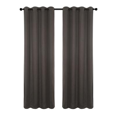 China Flame Retardant 100% Polyester Material Dyed Black Solid Yarn Fabric Blackout Window Curtain for sale