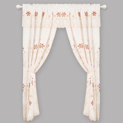 China New Design Cheap Orange Fire Retardant Embroidered Sheer Valance Curtain For Living Room for sale