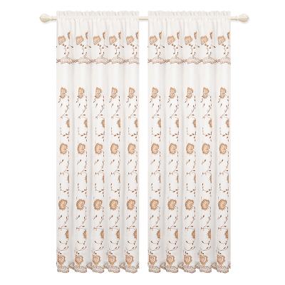 China Europe Fire Retardant Modern Polyester Luxury Embroidered Curtain With Fancy Valance Tied Drapes for sale