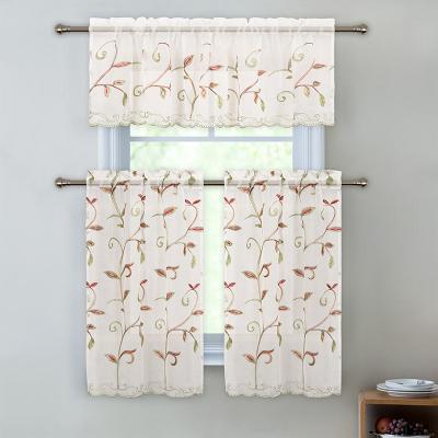 China Europe Rod Pocket White Floral Kitchen Fireproof Curtain Finials for sale