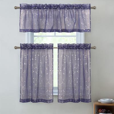 China Sheer Navy Blue Fire Retardant Foiled Curtain in Gray Custom Kitchen Voile Sheer for sale