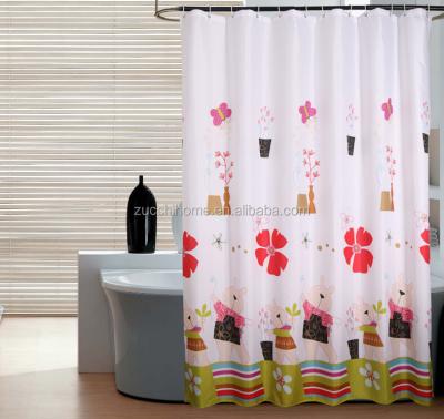 China Sustainable Fabric Polyester Printed Shower Curtain For Bathroom for sale