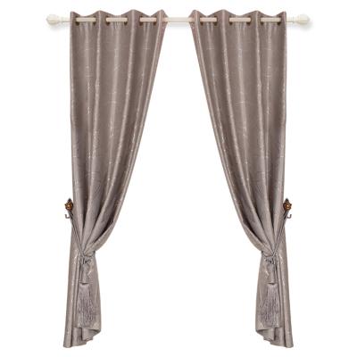 China Embossed Fire Retardant Black With Hot Silver Stamping Print Flocking Grommet Curtain Panel Drape for sale