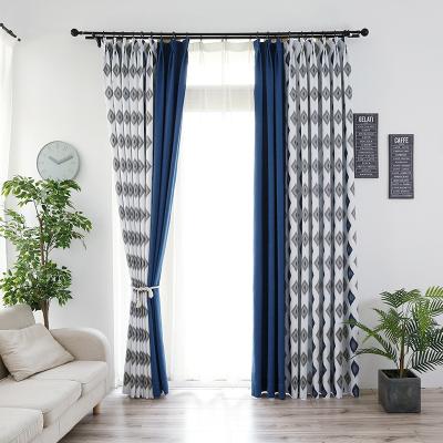 China Blackout Lattice Printed Velvet Curtain Pencil Pleat Thermal Insulated Blackout Curtains For Living Room Window for sale