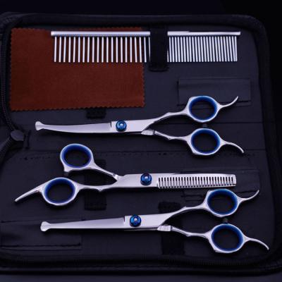 China 2022 Viable New Style Hot 6 Inch Safety Pet Curved Grooming Scissors Set Professional Dog Hair Cutting Shears Tool For Clean Cats for sale