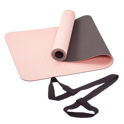 China Tape Yoga Mat Custom Logo Fitness Non-slip Eco-Friendly Mat With Carrying Strap For Women Men for sale