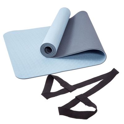 China Extra Thick Non-slip Yoga Mat Tpe Double Layer Tpe Blue Yoga Mat For Yoga Pilates for sale