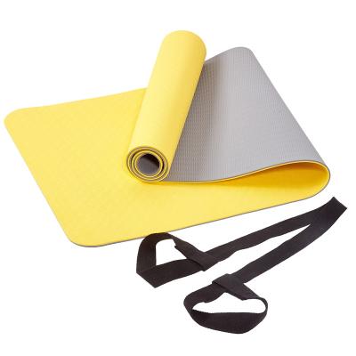 China Custom Made Non-Slip Yoga Mat Double Layer Yoga Mat Non Slip Tpe Tape Yoga Mat 6mm Fitness for sale