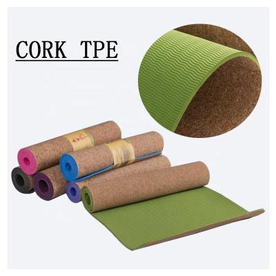 China Mowin Factory Wholesale Non-slip Customized Logo Competitive Price Cork Strip Yoga Mat For Yoga Exercise for sale