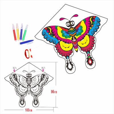 China Chinese Cheap Polyester DIY Triangle Kite Child Doodle Painting Kid Kite For Sale for sale