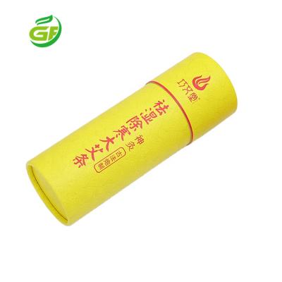 China Recycled Materials Cylinder Custom Printing Paper Cans Cardboard Tube Roll Core Tea Packaging Yellow Paper Tube For Olive Oil Bottle Packaging for sale