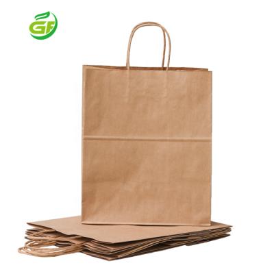 China Recyclable in White& Brown Kraft Paper Handle Grocery Stock Twisted Carrier Bag for Apparel/Gift/Food/Tote with Printed Logo for sale