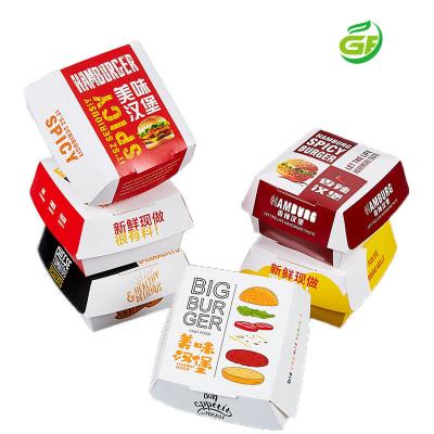 China Custom Recycled Materials Food Grade Paper Box For Fast Food Fried Chicken Chips Hamburger Packaging Box Carton Hamburger Takeout Box for sale