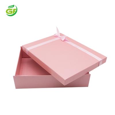 China Recycled Materials Luxury Folding Giftbox Clothes Shipping Boxes Custom Logo 2 Top Pieces And Based Hat Box Magnetic Pink Cardboard Box For Clothes for sale