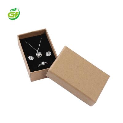 China Brown Recyclable Creative Gift Box Rectangular Jewelry Ring Earrings Set Necklace Craft Paper Logo Box Kraft Box Custom Made For Jewelry for sale