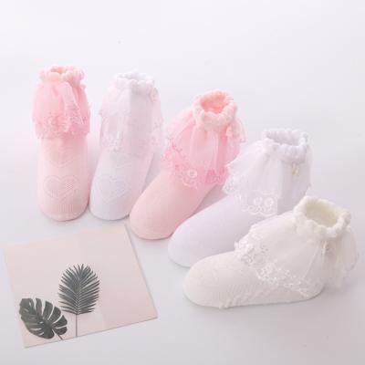 China Antibacterial XZ Lace Dance Socks Girls Lace Up White Princess Socks Baby Socks for sale