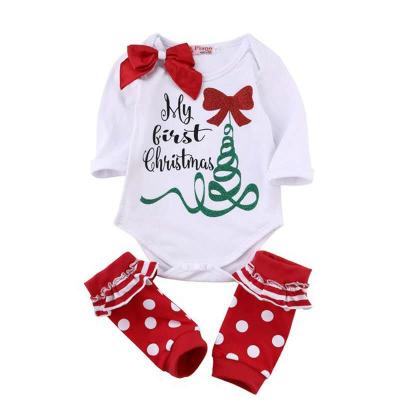 China Children's chrismas fall clothing sets infant deer outfit with red bow girl's boutique clothing smocked polka dot clothing children's Christmas boutique clothing leggings for sale