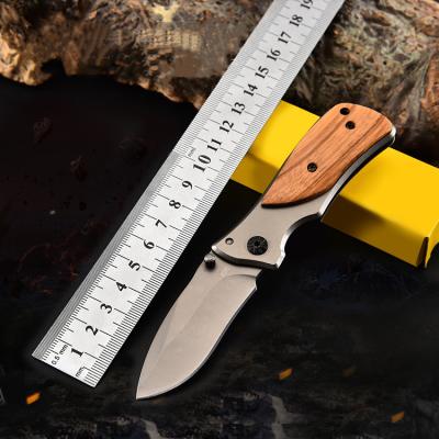 China Best Selling Screw Release High Hardness Folding Blade Gift Knife Olive Wood Handle Gray Titanium Customizable Knife for sale