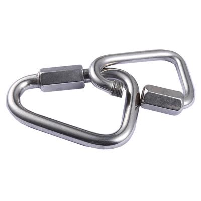 China Portable Quick Link Triangle 4MM Stainless Steel Chain Connector, A Shape Heavy Duty Locking Search Carabiner, Hammock, Camping for sale